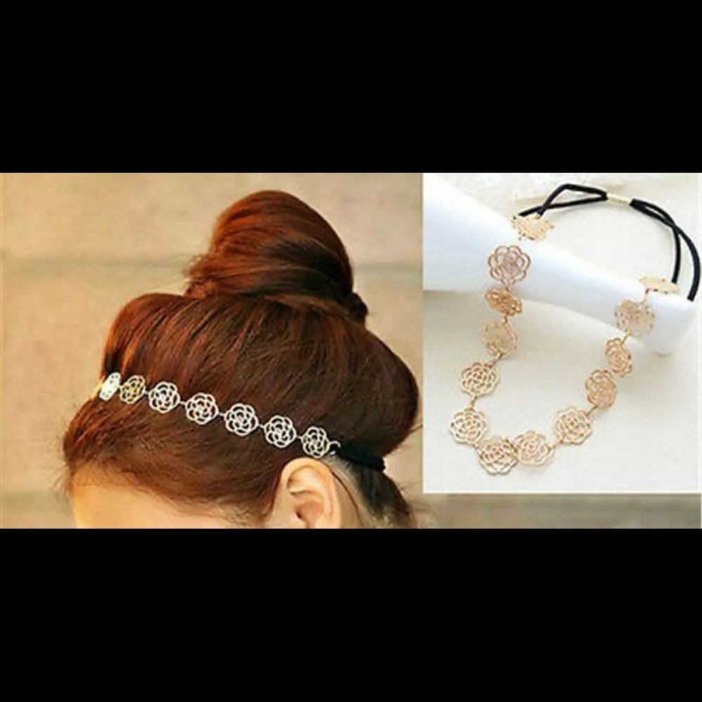 Headband flowers metal gold
